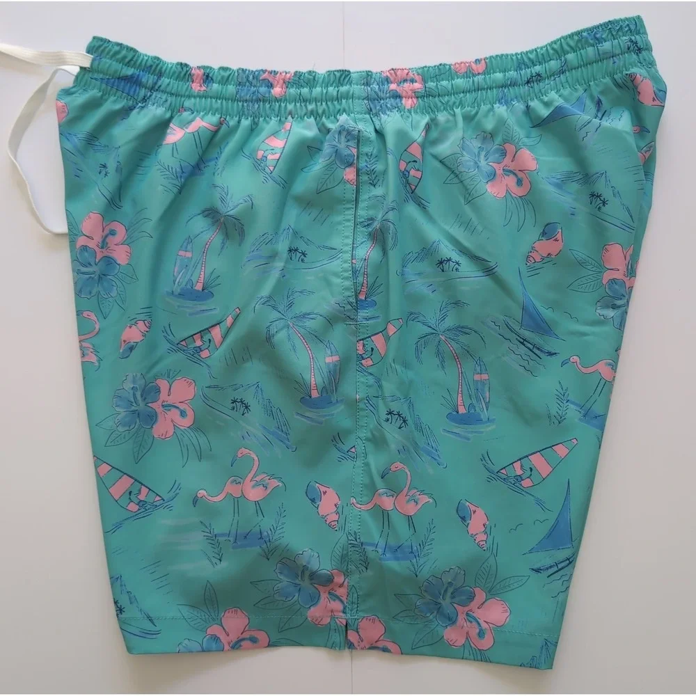 Chubbies The Mermaids Swim Trunks Mens 2XL Teal Flamingo Sailboat 7